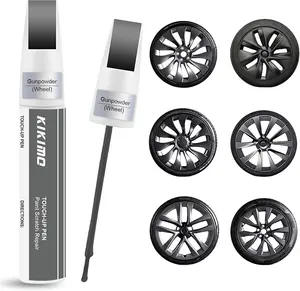 Gunpowder Rim Touch Up Paint for Tesla Model Y/3/S/X Gemini Dark/Uberturbine/Arachnid/Cybersteam/Turbine Wheel, 2 In 1 Wheel Scratches Repair with Pen Tip and Brush for Quick & Easy Fix