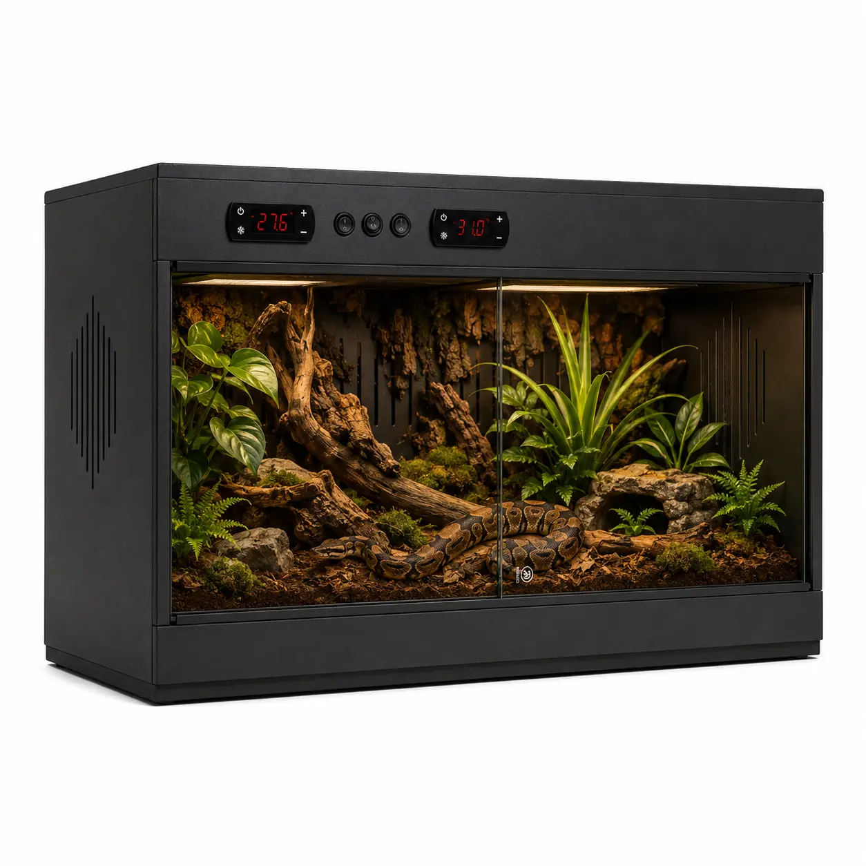PVC Intelligent Precise Temperature Control Rectangle Reptile Terrarium Kit - 32×16×16in, High-Grade New, Optimal Ventilation, Easy to Clean, Breathable, Lighting Access Points Equipped, Suitable for Lizards, Geckos - YRT-80, Equipped With Lighting Access