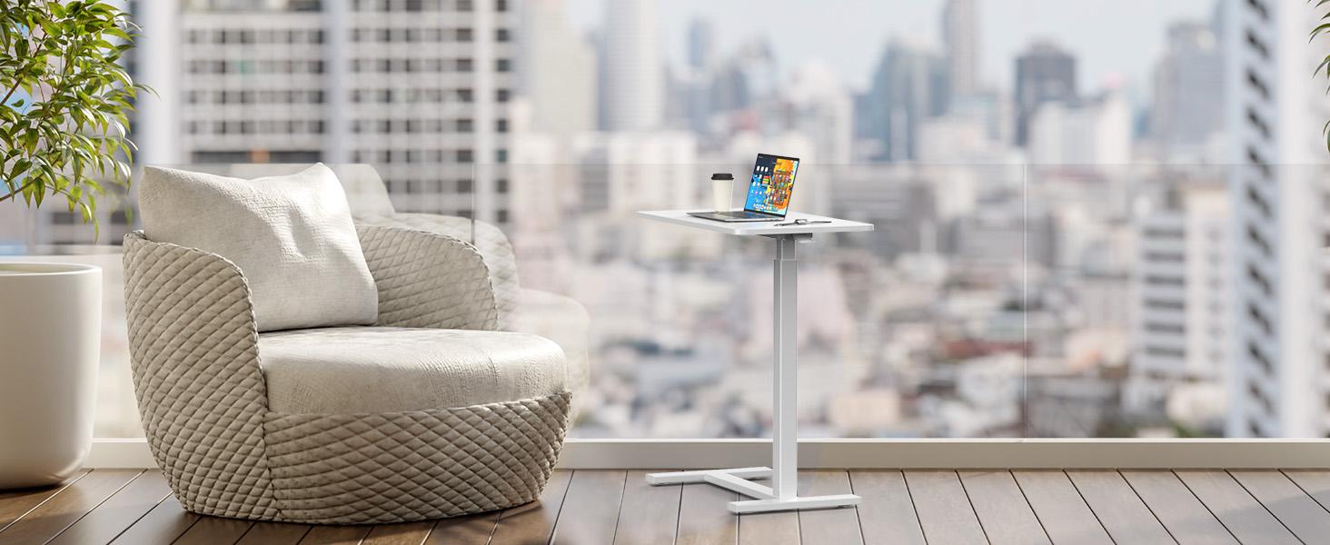 Furnest Indoor Furniture Table & Desks Overbed Bedside Table with Wheels, Adjustable Hospital & Home Use Bed Table, Rolling Laptop Table, Mobile Standing Desk