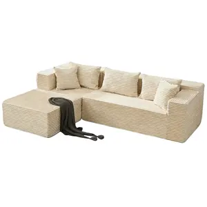 Modular Sectional Sofa with Chaise Cloud Couch Fluffy Upholstered Corner Sofa for Living Room Durable Compressed Design Sleek Black Finish Customizable Layout Options