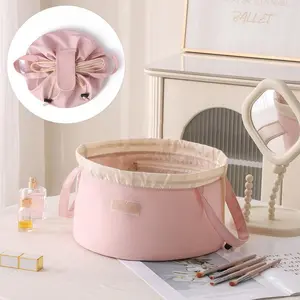 All in One Lazy Drawstring Waterproof Drawstring Makeup Bag Storage Bag with Large Capacity for Girls and Women Ideal for Home Business Trips Travel Organized Storage Hub Compact Design Stylish Durable drawstring makeup bag purse. gift clear cosmetic