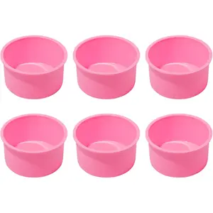 Silicone Mini round Cake Molds, 4 Inch, Pink, Set of 6 STARUBY