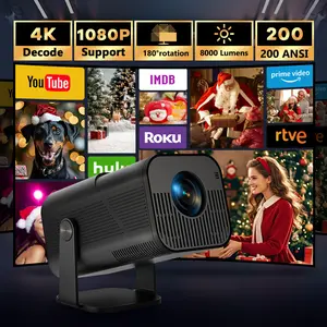 [US Warehouse] AMX500 Projector 200 ANSI, Auto-correct screen,Android, 4K Decoding, Wireless, 1920*1080P, 8000 Lumens, Built-in Speaker, 180-degree Rotation, Mini Portable Home Theater, Outdoor Sound System, Gift