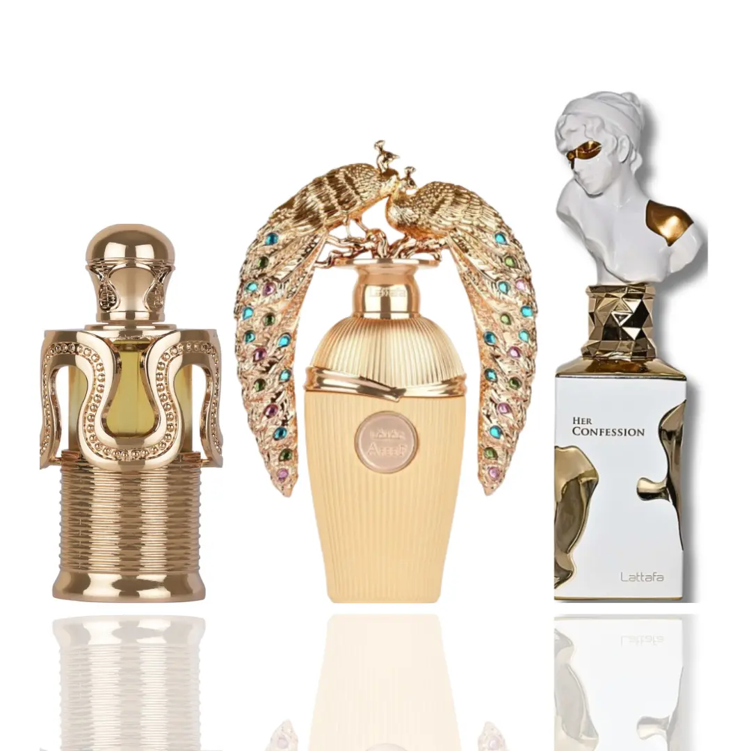Lattafa 3-Scent Fragrance Discovery Set - Maitha, Afeef, Her Confession EDP Sprays & Concentrated Oil, Exotic Blend, Soft Floral Unisex Beauty & Personal Care Fragrance, Soft Floral Fragrance