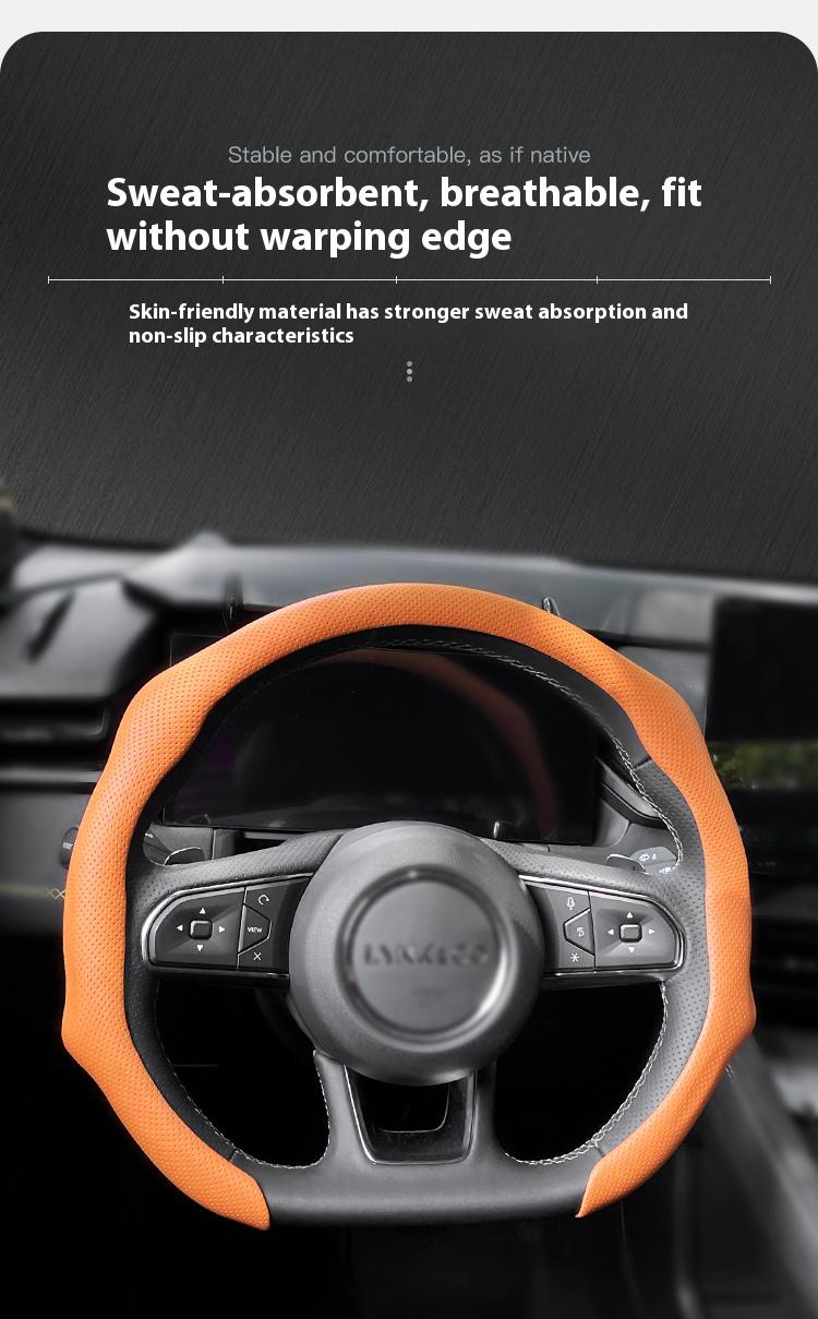 Hugexpen Nappa Leather Steering Wheel Cover New Quick TurnNon-Slip Breathable Ultra-Thin Universal Grip Cover Suitablefor Four Seasons car accessories