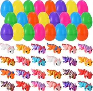 Easter Gift 24 Pack Prefilled Easter Eggs with 3D Printed Axol-otl Toys Figurines Set, Articulated Fidget Toys for Kids Boys Girls Easter Egg Hunt Fillers Easter Basket Stuffers Axo-otl Party Favor
