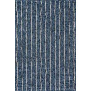 Ziba Home Villa Outdoor Rug Sicily Blue – Bold Stripe Pattern – Non-Slip, Weather-Resistant 100% Polypropylene Rug for Stylish Indoor/Outdoor Spaces & Pool
