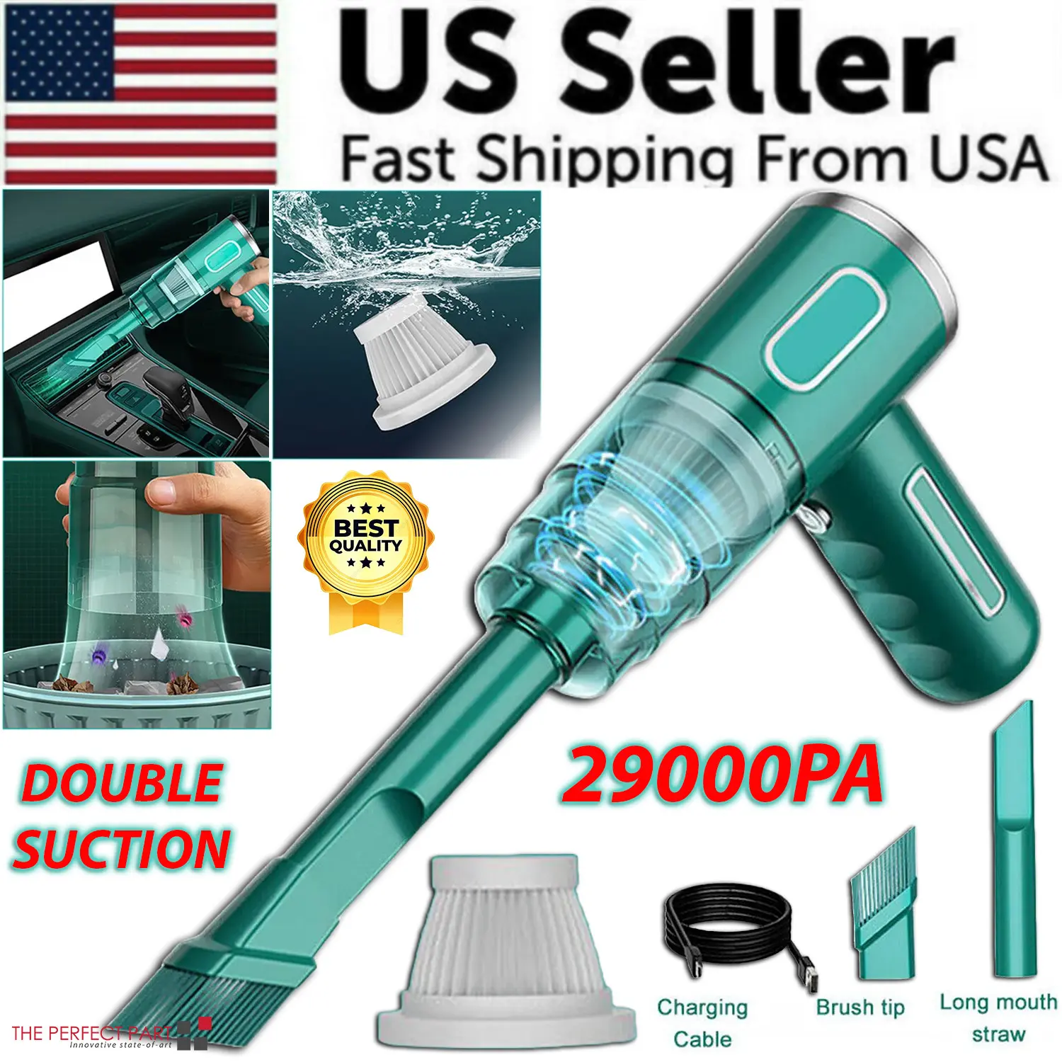 Wireless Handheld Car Vacuum Cleaner, Rechargeable Car Vacuum Cleaner, Super Suction Powerful Mini Vacuum Cleaner with Dual Filter for Car Home Office, Cleaning Tools, Cordless Vacuum, Portable Vacuum, Deep Cleaning Machine