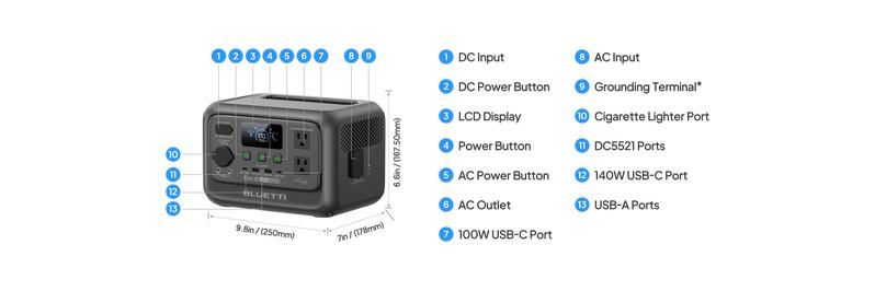 BLUETTI Elite 30 V2 Portable Solar Generator 288Wh Battery 600W AC Output 9 Ports for Camping & Backup Power Station