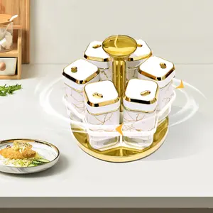 Nw 3Lbs 360° Spice Rack Organizer Revolving Spice Rack,– Rotating Holder with 6 Glass Bottles Kitchen Seasoning organizer storage