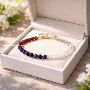 Red White Blue Bracelet Lapis Selenite Red Jasper Clear Quartz Memorial Day Crystal Gift