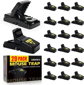 USKICH 20 Pack Mouse Traps Indoor Reusable ABS Plastic High Sensitivity Quick Kill Safe Non-Toxic Rodent Killer Easy Set for Home & Outdoor Use