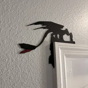 HTTYD Toothless Dragon Head Touch & Rider Door Frame Decor Fantasy Wall Accent 3D Printed in PLA. Unique Over-the-Door Display Piece for Gamers Book Lovers Decoration Hanging