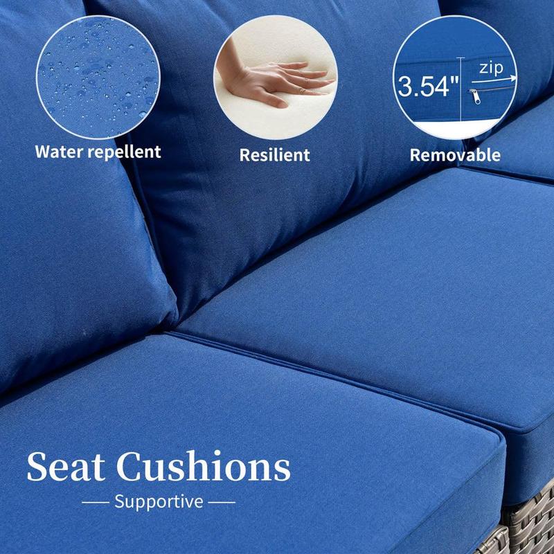 Ovios Patio Furniture Set 10-Piece with All Weather Rattan Wicker Sofa and 42.12'' Fire Pit