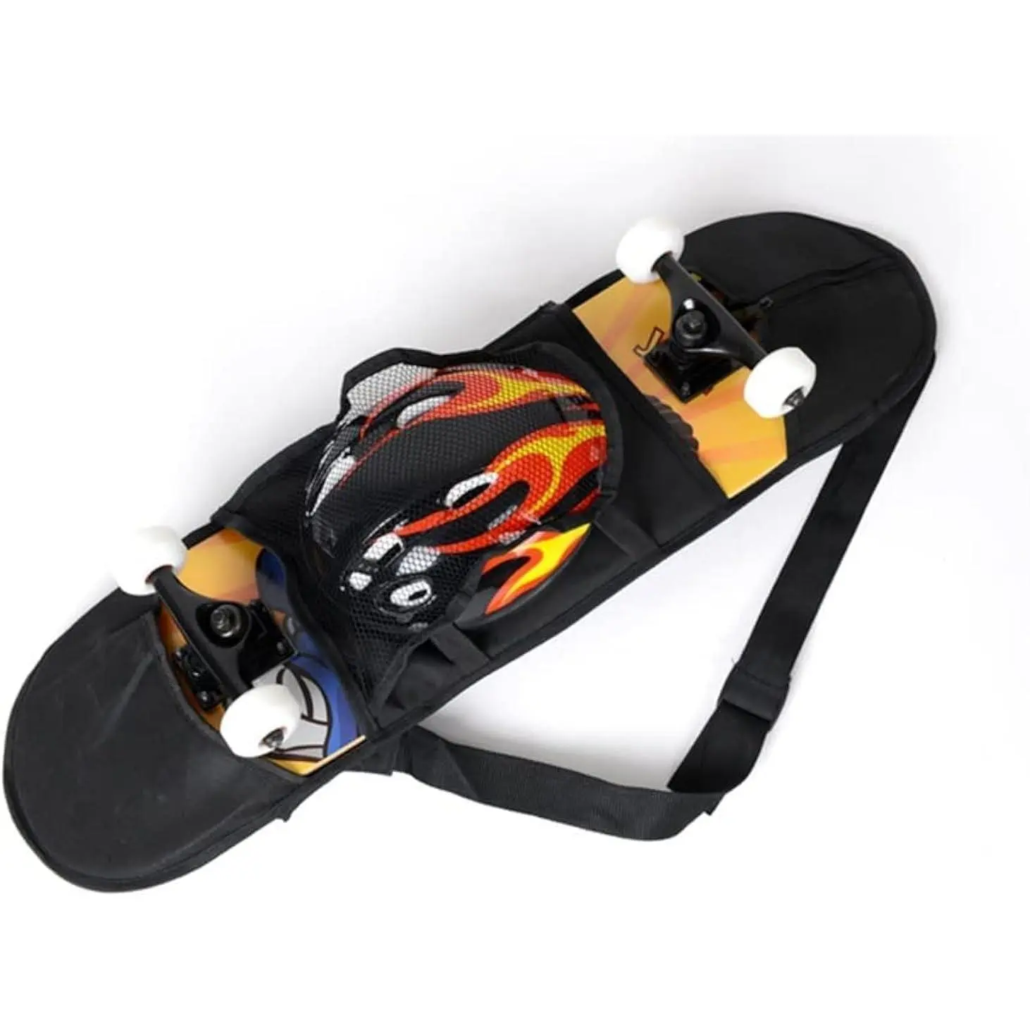 32 "* 8" black skateboard carry bag backpack rucksack straps with mesh