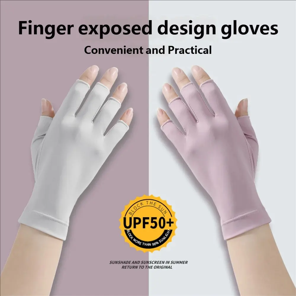 Unisex Fingerless Gloves, Wearable Glove, Sun Protection, Upf50+, Universal Fit, Plain Pattern, UV-Protective, No Ca Prop 65 Requirement