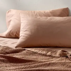 King 400 Thread Count Percale Pillowcases Light Adobe Clay - Casaluna