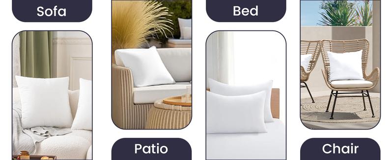 Lux Decor 4 Pack Throw Pillows - Hypoallergenic Durable Fillings Square Cushion, Soft, Fluffy & Lightweight Decorative Stuffer Pillows Insert-Machine Washable-Home Decoration Essentials-Versatile Decor Items