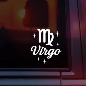Virgo Zodiac Sign Symbol Vinyl Car Decal, Astrology Horoscope Symbol with Virgo Name, Celestial Aesthetic Sticker for Cars, Laptops & Water Bottles, Perfect Gift for Virgo Season & Earth Signs
