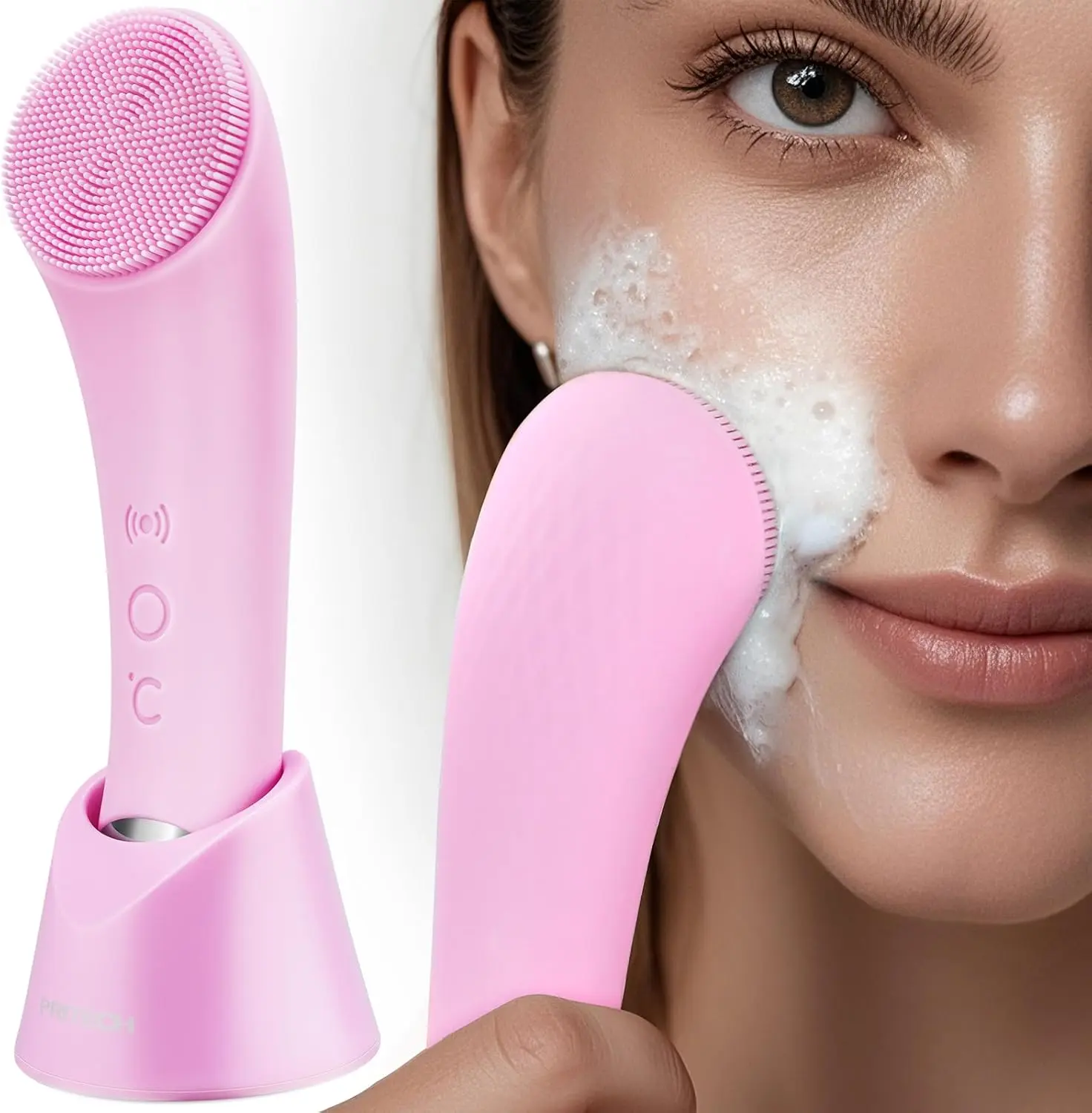 Heatable Vibrating Electric Silicone Facial Cleansing Brush - Adjustable, Rechargeable Battery-Powered, Deep Cleansing Pore Scrubber with Massage for Gentle Exfoliation, Beauty Products Self Care Gadgets for Women,back to school,back to school haul