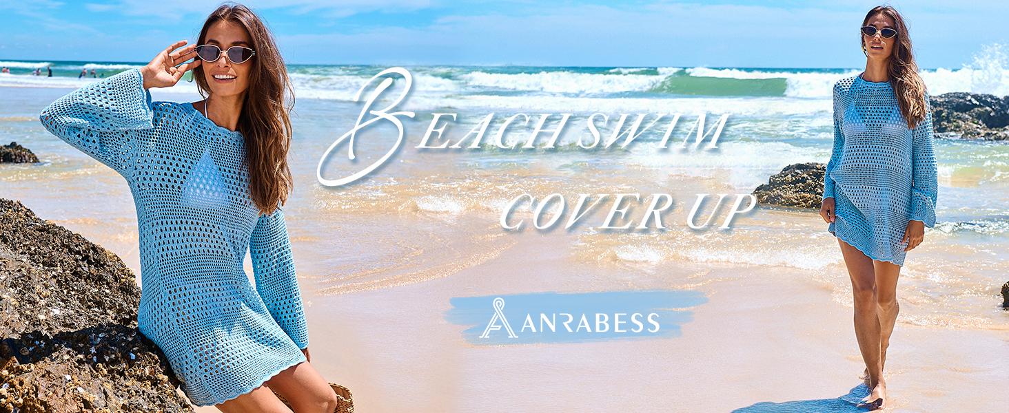 ANRABESS Women Swimsuit Crochet Swim Cover Up Summer vacation Bathing Suit Swimwear Knit Sundress Pullover Swimming Beach Dress ANRABESS Women Swimsuit Crochet Swim Cover Up Summer vacation Bathing Suit Swimwear Knit Sundress Pullover Swimming Beach Dress