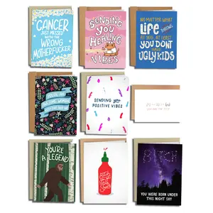 Funny Get Well Gift Set – 9 Pack Funny Support & Encouragement Greeting Card Bundle, Snarky Get Well Soon, Tough Times, Cancer Support & Motivational Cards, Adult Humor Gag Greeting Card Set for Friends, Family & Coworkers with Envelopes