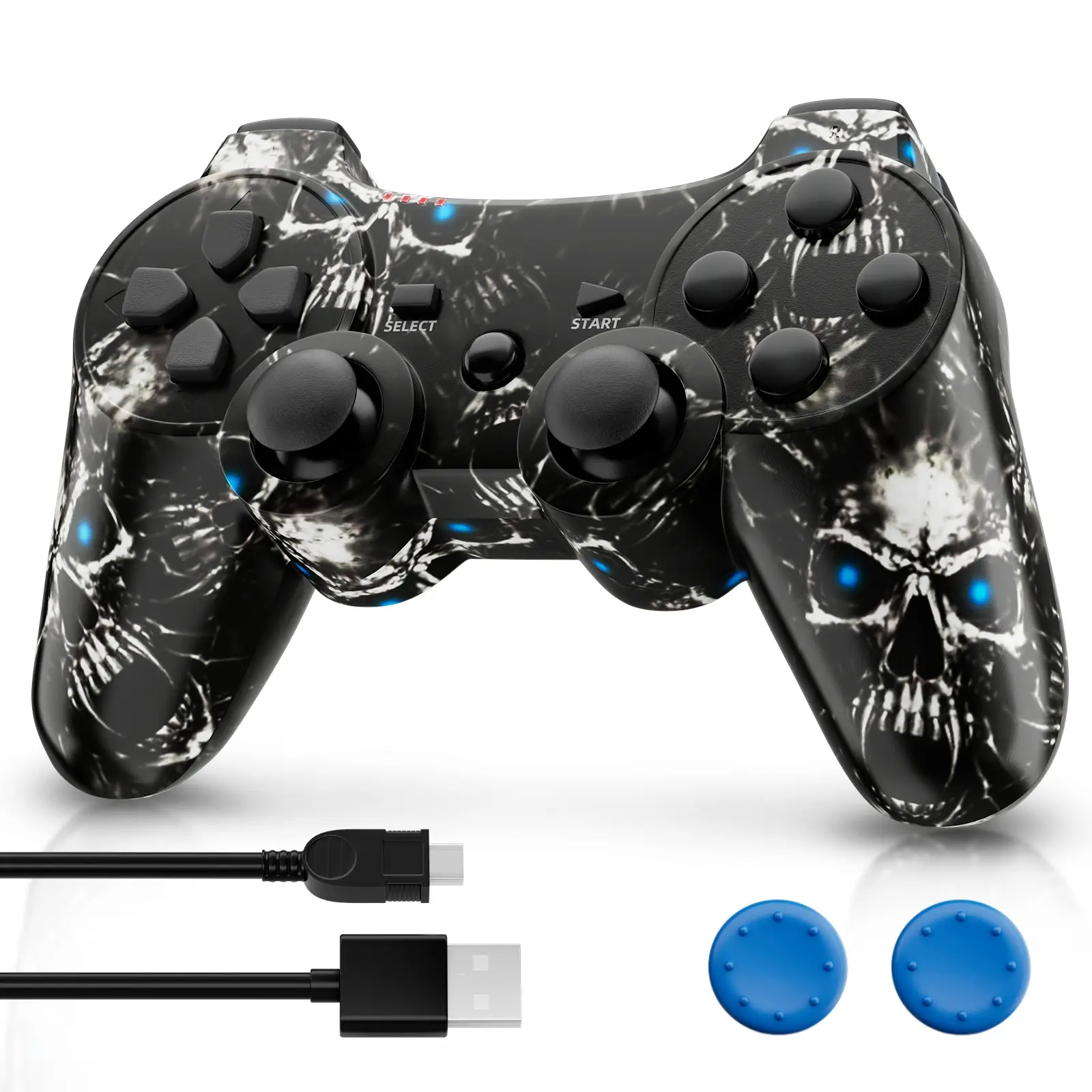 ISHAKO Wireless Bluetooth Game Controller for PS3, PS2 Wired Play, Android, PC, Laptop Console, 6-Axis Gyroscope, Double Vibration, Motion Sensing Gaming Accessory