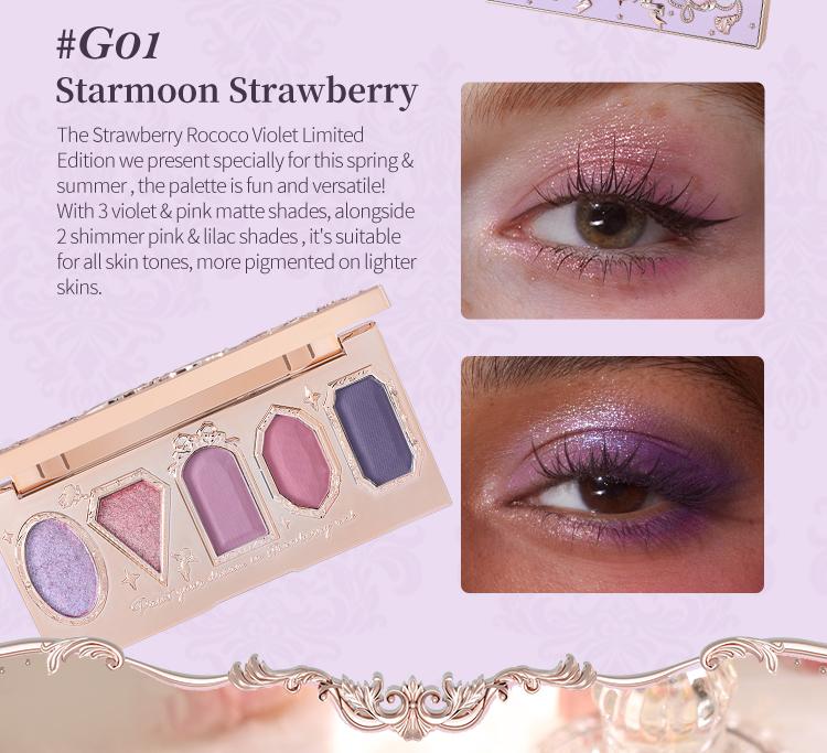 Flower Knows Violet Strawberry Rococo Collection Five-Color Eyeshadow Palette, longlasting, makeup, cosmetic, matte, shimmer, dealsforyoudays