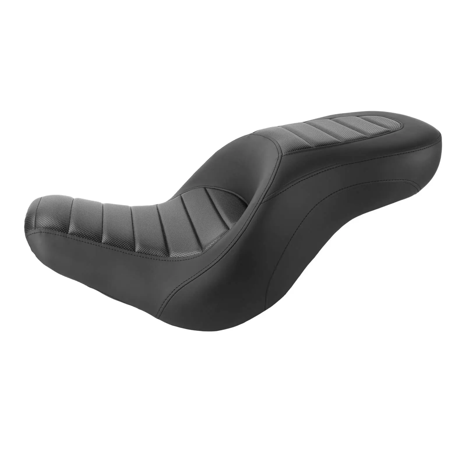 Mactions Premium Comfort Motorcycle Seat - 2-Up Touring Design, Striped Stitching for Harley Softail Low Rider S/ST & Sport Glide '18+, Automotive