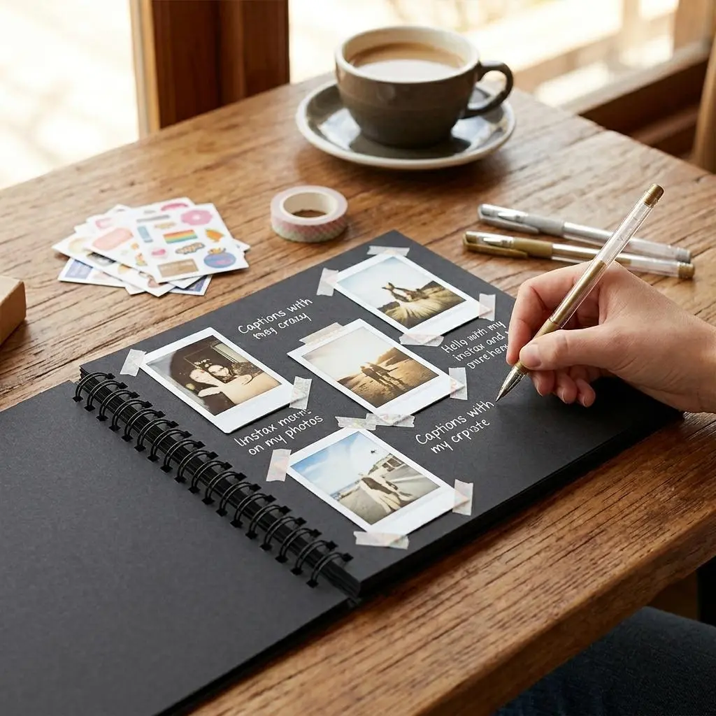 DIY Scrapbook Album 10x10 Inch, 40 Blank Black Pages Hardcover Memory Book, Spiral Bound Photo Album Scrapbook for Wedding, Baby Shower, Anniversary, Travel Journal, DIY Craft Gift for Couples Family & Friends