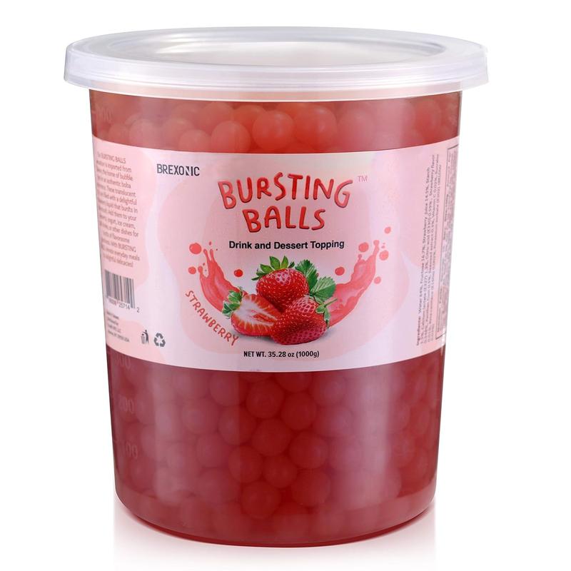 【Variety of Flavors】 BREXONIC Boba Pearls, Pomegranate Popping Bursting Boba, Tapioca Pearls For Bubble Tea ( Strawberry, Pomegranate, Peach, Passion Fruit, Blueberry, Mango) 1 LB Pack of 1 NEW!!!