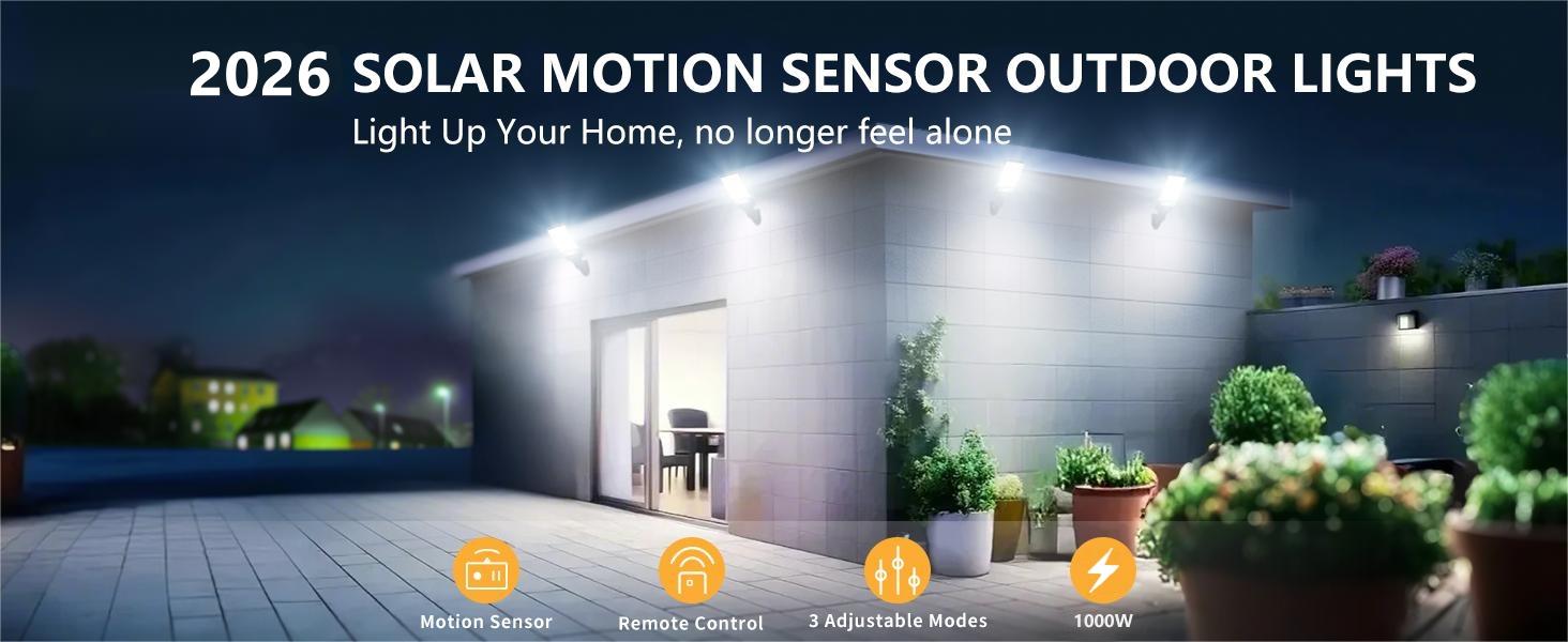 8 Pcs Solar Street Lights - Motion Sensor Security Solar Flood Lights, Remote Control Outdoor Road Wall Lamp With 3 Lighting Modes For Front Door, Garden, Yard, Garage, Path - Heavy-Duty Waterproof Solar Wall Lights , Easy installation Garden Lamp