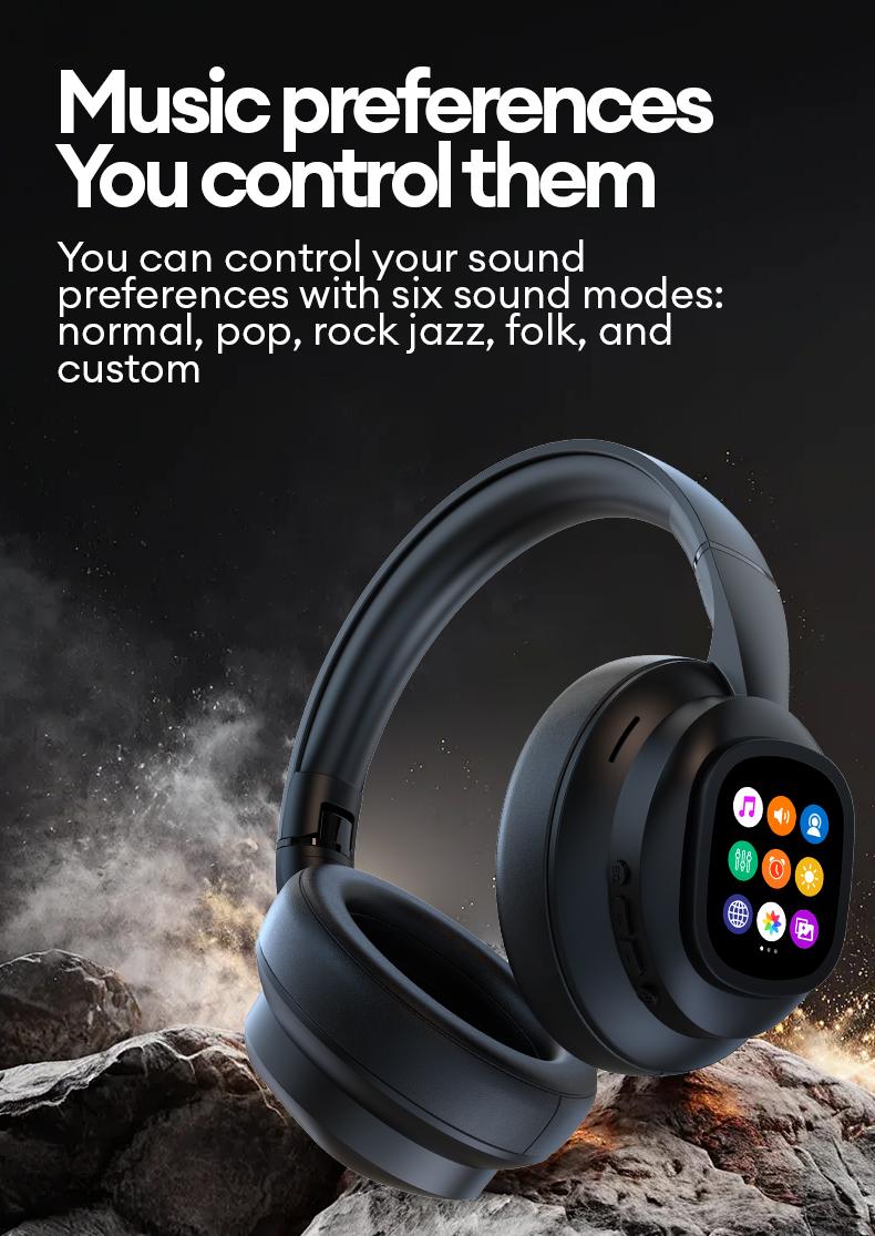 HYUNDAI X1 Pro Wireless Headphones with Detachable Full Color LCD Touch Screen Support 169 Languages Bluetooth Translation Function AI Assistant & Smart Chat