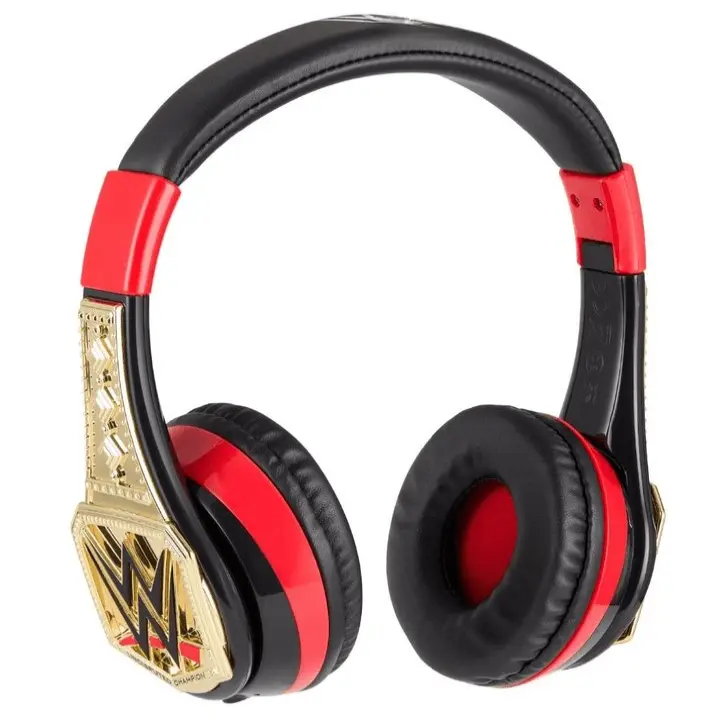 WWE Kids' Bluetooth Headphones - Wireless Rechargeable Headset with Stereo Audios, Adjustable Headband, Foldable Design, Cable Compatibility for Device Use (Movies, Camera)