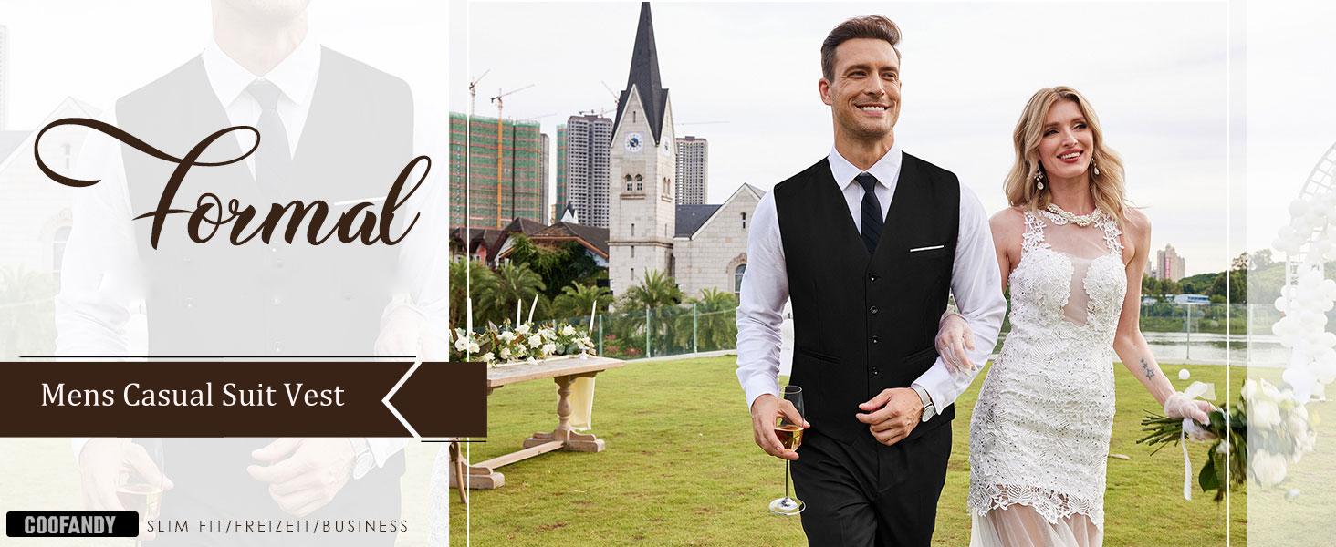 COOFANDY Men's Vests Casual Dress Suit Vest Slim Fit Business Formal Waistcoat Vest