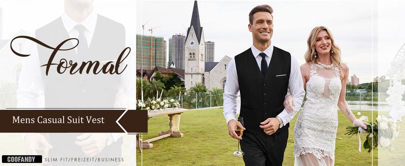 COOFANDY Men's Vests Casual Dress Suit Vest Slim Fit Business Formal Waistcoat Vest