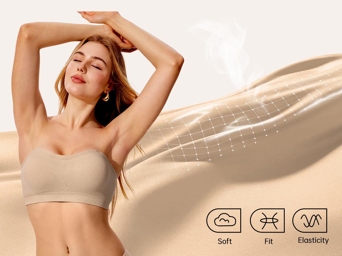 Vertvie|ZOE Stay Put Bandeau Bra, Wireless Seamless Comfort Day Vertvie|ZOE Stay Put Bandeau Bra, Wireless Seamless Comfort Day