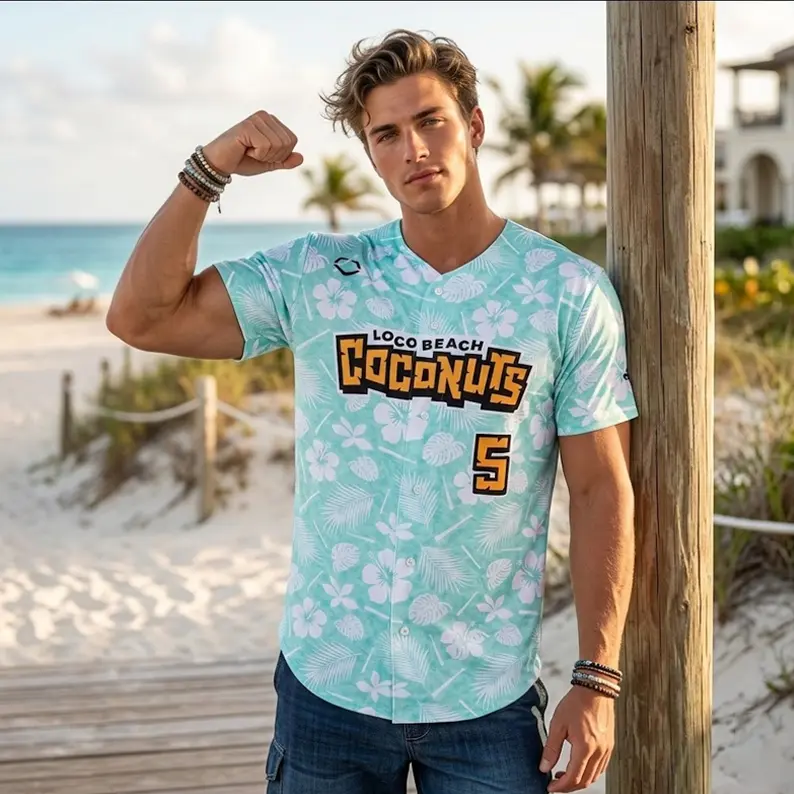 Hot coconuts blue Baseball  Jerseys -Vintage Streetwear Baseball Jersey - Casual Baseball Jersey Outfits - Unisex -  Trendy Baseball Jerseys #streetstyle #viraloutfits #baseballjersey