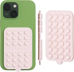 Octobuddy Classic Silicone Suction Phone Mount – One-Sided Adhesive (Light Pink)