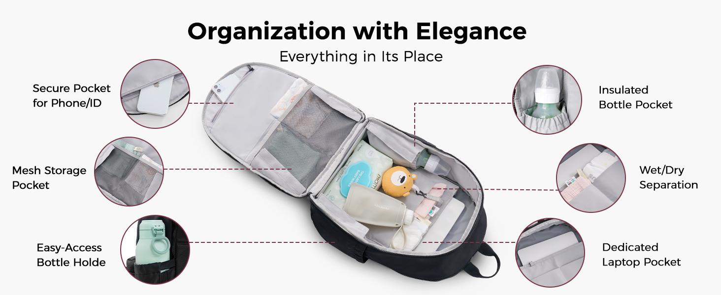 Momcozy Urban Diaper Bag Backpack - Stylish, Durable & Waterproof Baby Bag with Multi-Pockets, Laptop Compartment, Changing Pad & Stroller Straps, Travel Baby Essentials for Moms,Dads,Work, Maternity