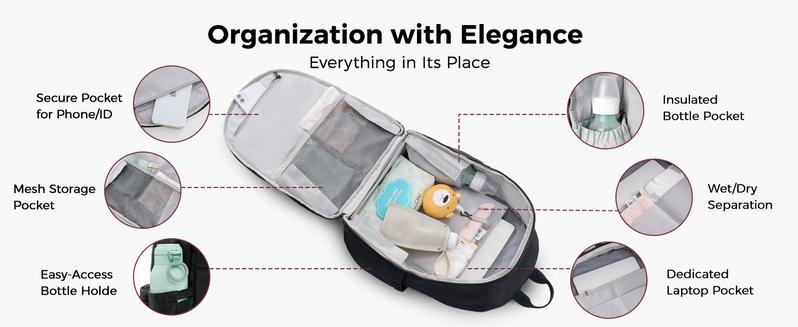 Momcozy Urban Diaper Bag Backpack - Stylish, Durable & Waterproof Baby Bag with Multi-Pockets, Laptop Compartment, Changing Pad & Stroller Straps, Travel Baby Essentials for Moms,Dads,Work, Maternity