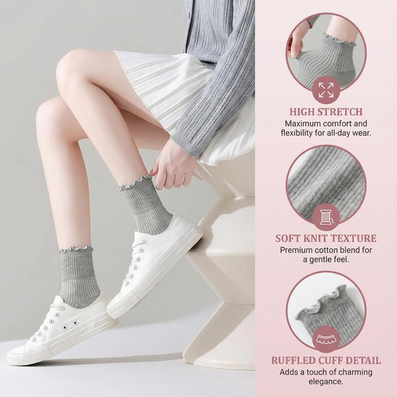 Ruffle Ankle Socks  Lettuce Edge Crew Socks（gift）