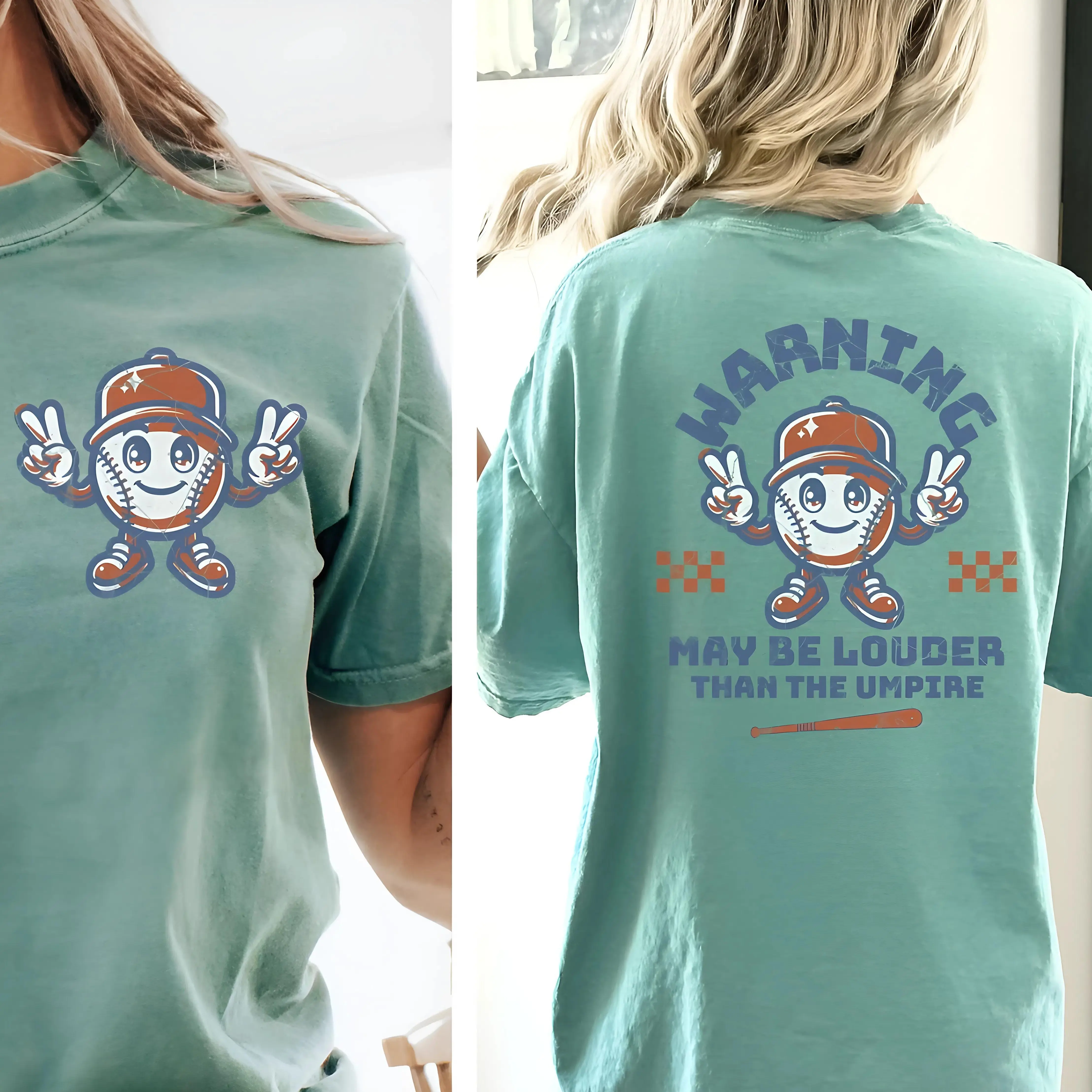 Funny Baseball Mom Shirt Warning May Be Louder Than the Umpire Graphic Tee, Cute Baseball Game Day Sports Fan T-Shirt