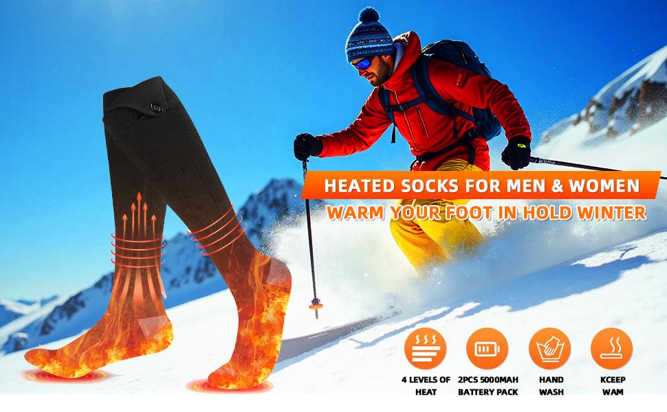 KOEPOVK Heated Socks Set for Men & Women 10000mAh Battery App-Controlled 4-Level Heat Settings Washable Winter Thermal Socks Up to 8 Hours for Skiing Hiking & Outdoor Work