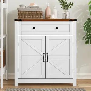 Kitchen Sideboard Buffet Cabinet,Farmhouse Storage Cabinet with Drawer and Adjustable Shelf,Barn Door Accent Cabinet for Kitchen,Dining Room,Entryway