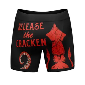 Release The Cracken Mens Boxers Funny Kraken Sea Octopus Butt Crack Novelty Underwear Funny Graphic Boxers Animal  Funny Adult Humor  Mens Novelty Boxer Briefs Black