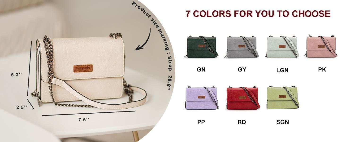 Wrangler Flap Crossbody Purse for Women Shoulder Bag Vintage Wallets with Chain