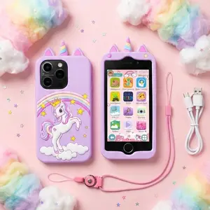 Travel Essential 4.0" Kids Smart Phone with Camera Video Games No WiFi Needed Road Trip Toy for Boys Girls Advanced Parental Controls Safe Digital Experience Unicorn Design