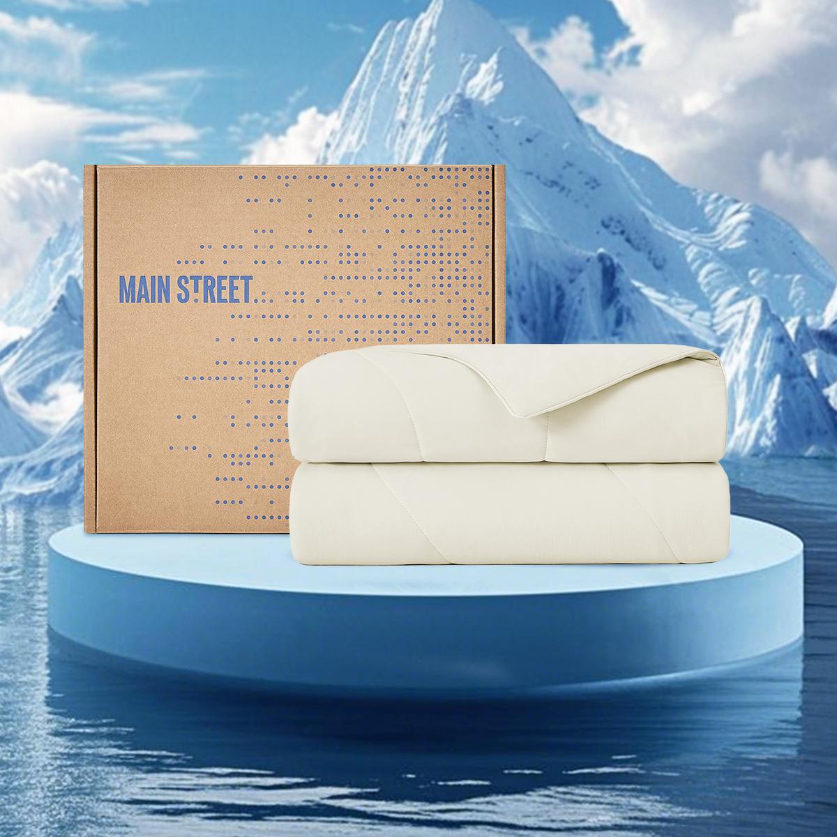 MAIN STREET Cooling Comforter Super Fluffy Blanket for Hot Sleepers & Night Sweats Breathable Soft Lightweight Silk Smooth Christmas Gift