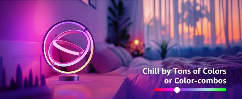 Lepro RGBIC AI Smart Table Lamp, Music Sync Smart Table Lamp Work with Alexa Google, LED Desk Lamp with 16M Colors, Color Changing Atmosphere Lamp for Bedroom Living Room Dimmable Night Light APP Control No Remote, 2.4 GHz
